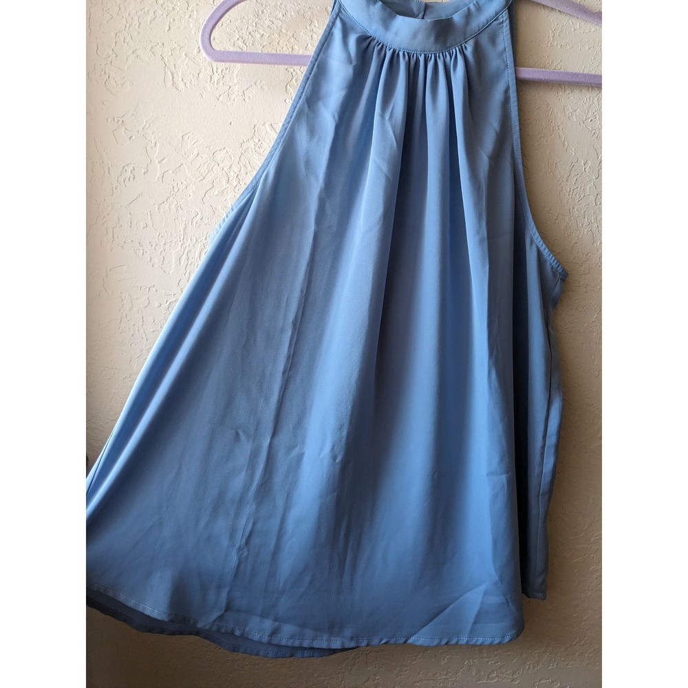 Halara Light Blue Halter Neck Sleeveless Blouse Top Large 649058